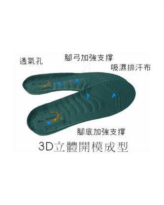 19-29公分 耐力寶3D奈米遠紅外線立體保健除臭鞋墊,支撐加強緩衝 